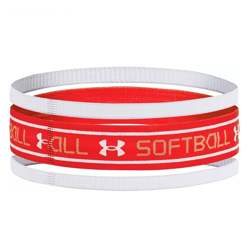 Under Armour Softball Headbands 3-Pack in Red and White - Picture 2 of 6